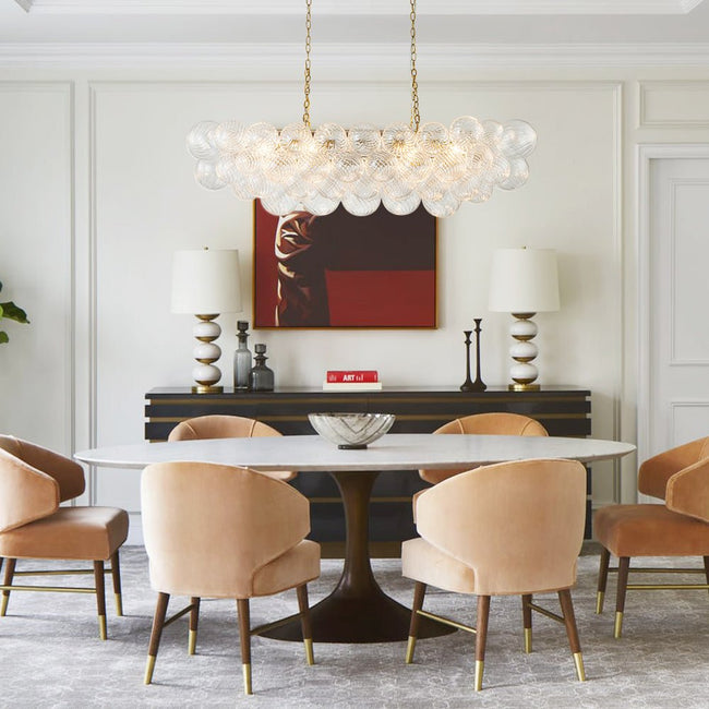 AureliaGlass | Modern Elegant Ribbed Bubble Chandelier with Brass Finish 0 Hover Image