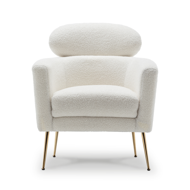 Elegant Accent Chair | Teddy Boucle Upholstered Design with Unique Back Ð Cozy Occasional Chair for Living Room or Bedroom Main Image