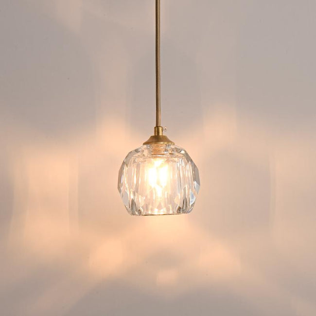 Elegant Small Ceiling Lamp with Crystal and Brass Finish for Modern Interiors Main Image