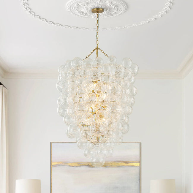 Grapevine Glow | Opulent Modern Bubble Chandelier Light with Ribbed Glass Main Image