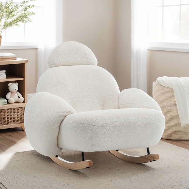 Juliette | Boucle Nursing Chair with Ergonomic Support Ð Cozy Rocking Accent for Comfort 0 Hover Image