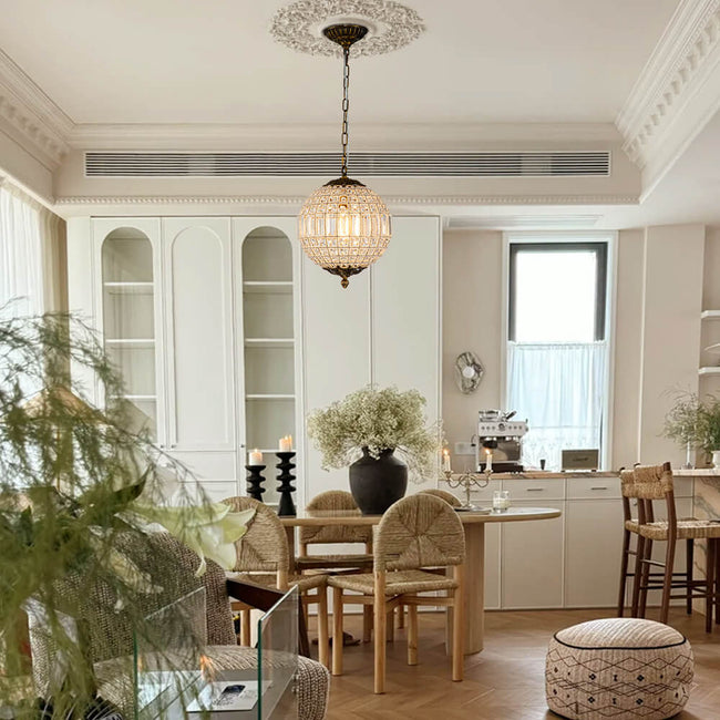 LumiereOrb | Elegant Antique Brass Modern Crystal Chandelier Light 0 Hover Image