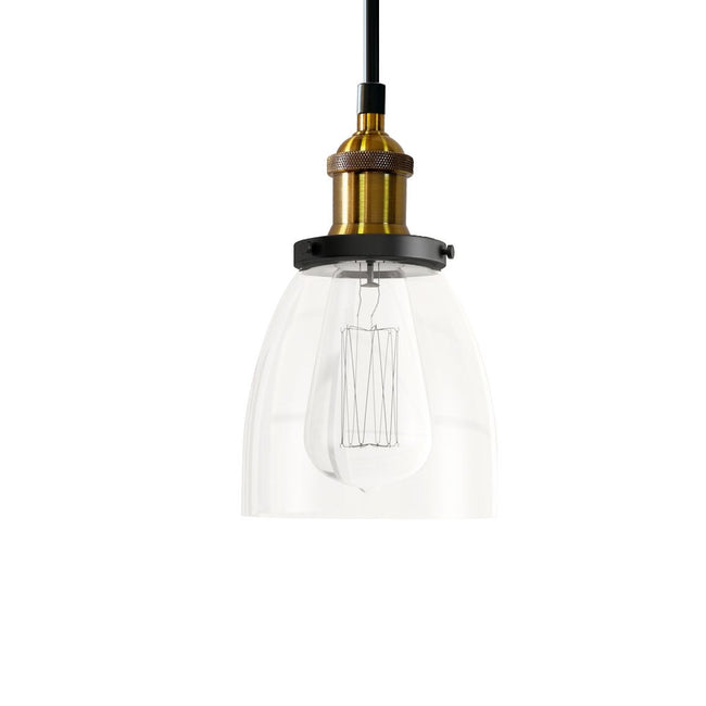 Modern Clear Glass Bell Pendant Light with Black Finish for Kitchen Main Image