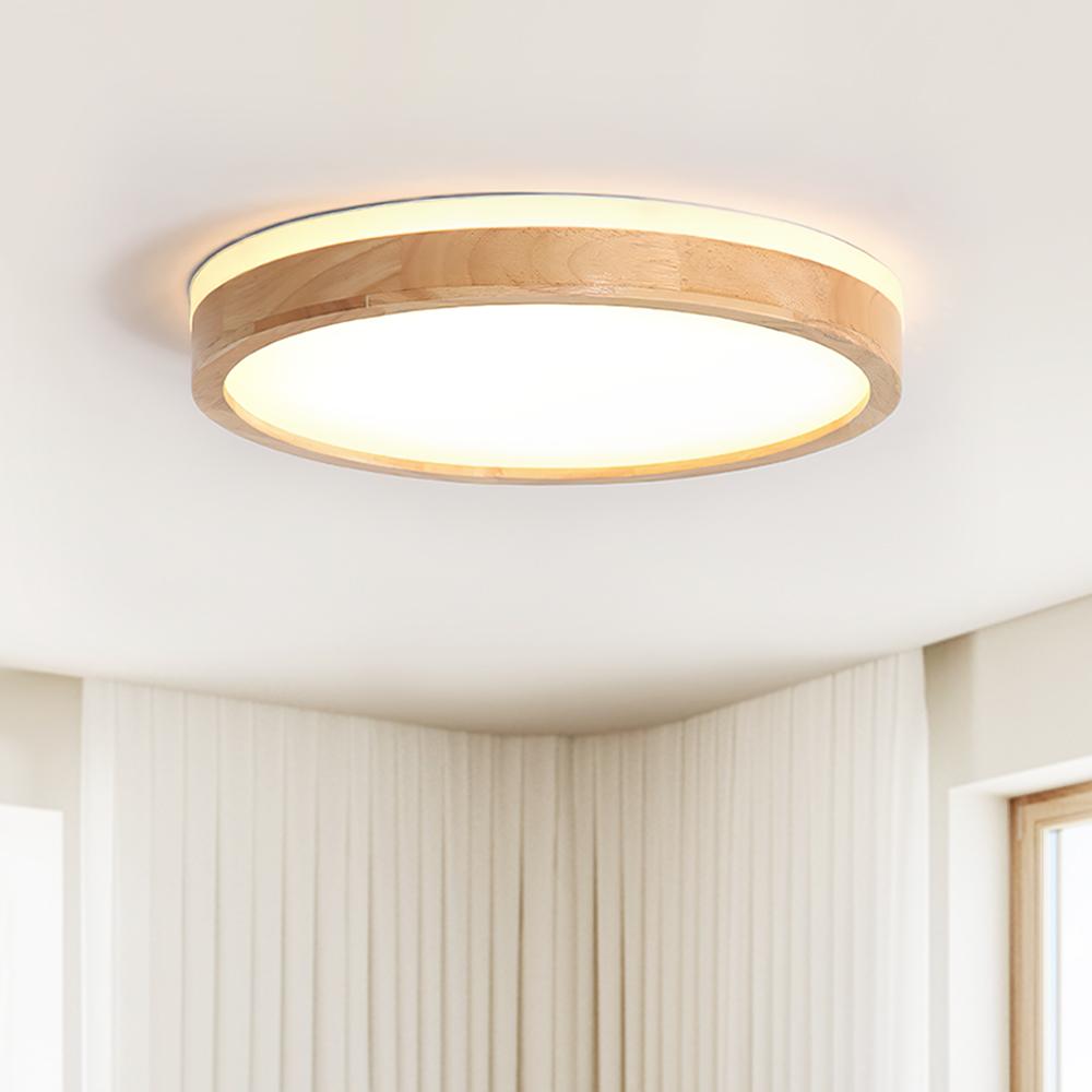 NordicGlow | Stylish Dimmable Wood LED Flush Mount Ceiling Light 2