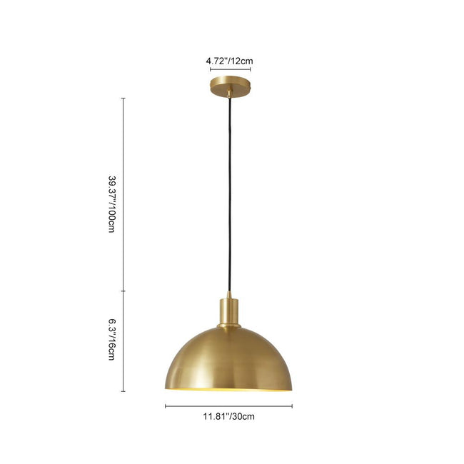 Sleek Modern Brass Finish Dome Pendant Light for Kitchen Island Lighting Main Image